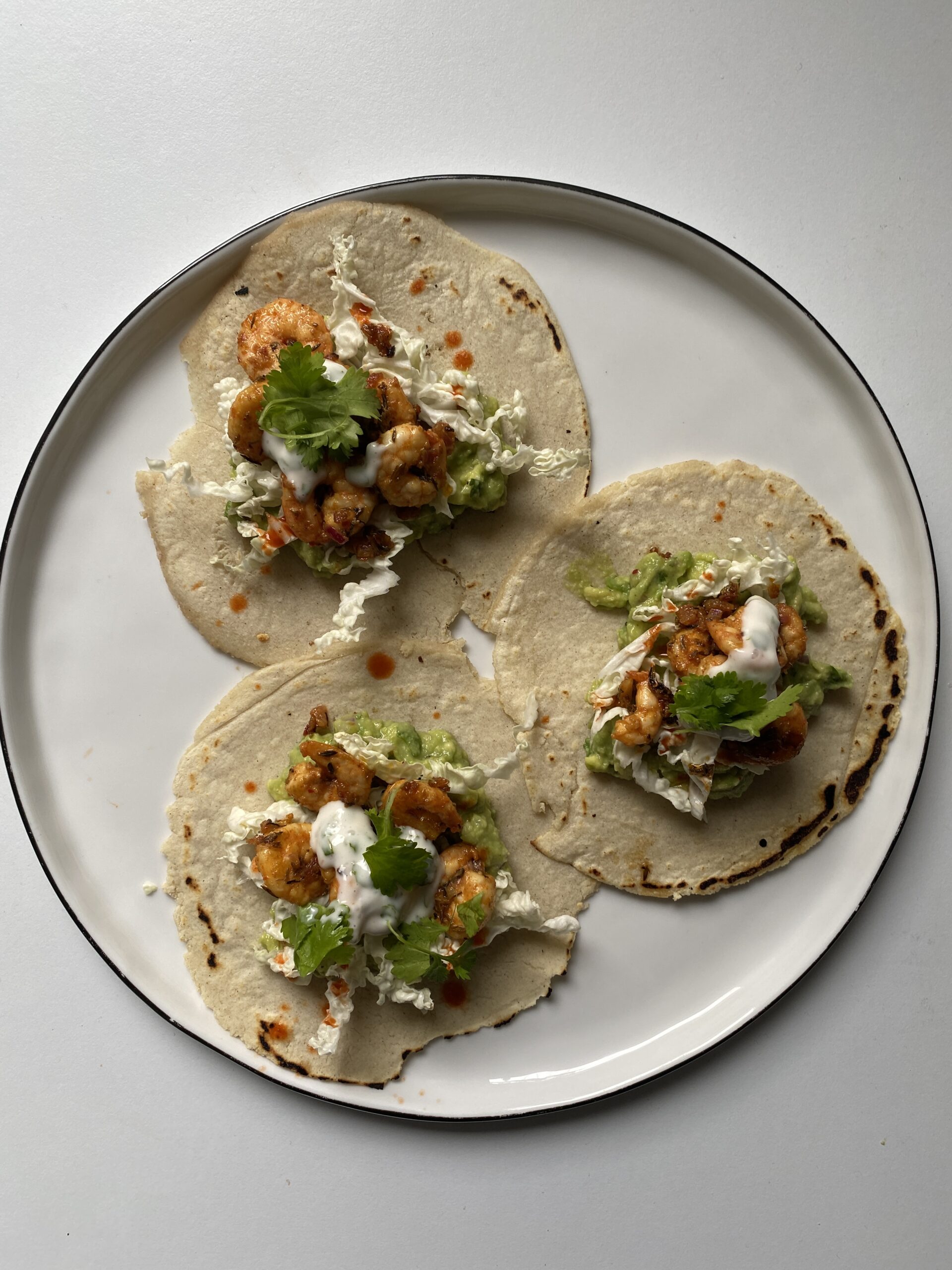 Shrimp Tacos with Cilantro Crema