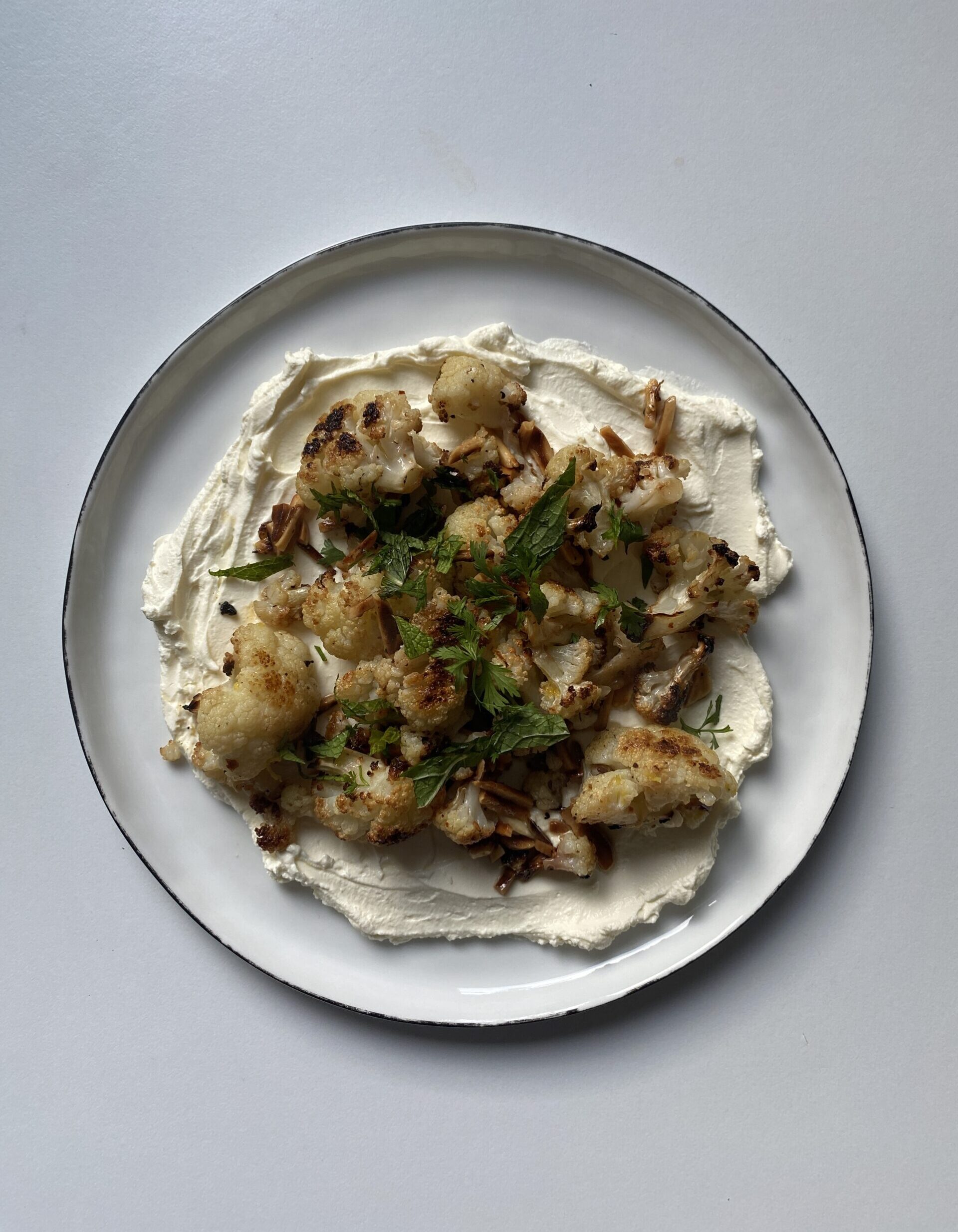 Roasted Cauliflower on Labneh